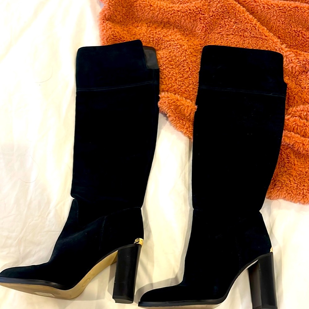 MK tall black suede boots